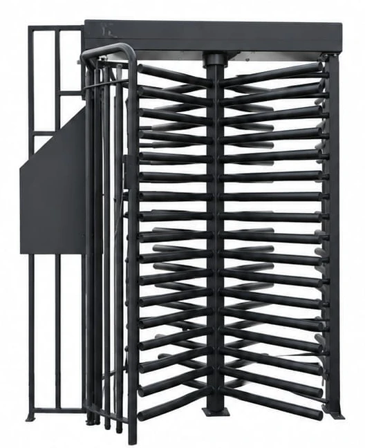 Brochure render of an IHD full height turnstile with an adjoining bar frame